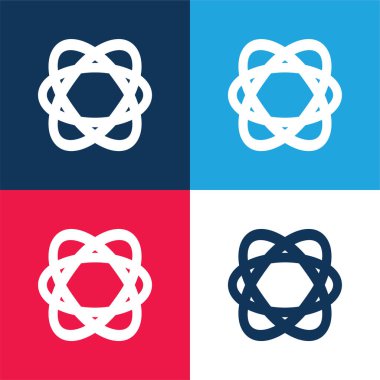 Atom mavi ve kırmızı dört renk en küçük simge kümesi