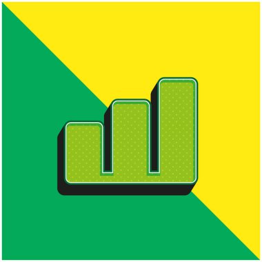 Çubuk Grafik Yeşil ve Sarı 3D vektör simgesi logosu
