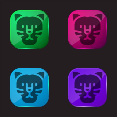 Black Panther four color glass button icon