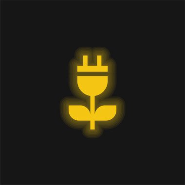 Biyoenerji sarı parlayan neon simgesi