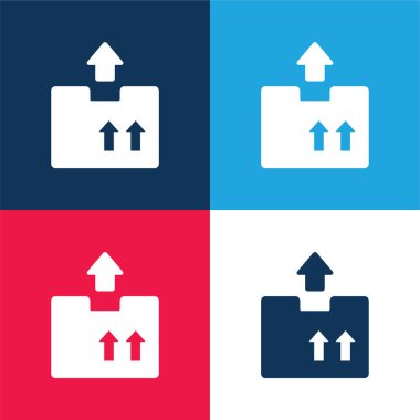 Kutu mavi ve kırmızı dört renk minimal simge kümesi