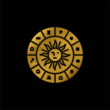 Astroloji altın kaplama metalik simge veya logo vektörü