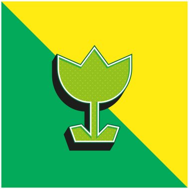 Açı Çiçek Yeşil ve Sarı 3D vektör simgesi logosu