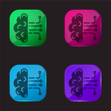 Yapay Zeka dört renk cam simgesi