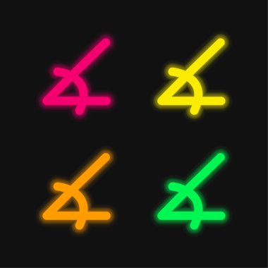 Angle Of Acute Shape four color glowing neon vector icon clipart