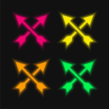 Arrows four color glowing neon vector icon clipart