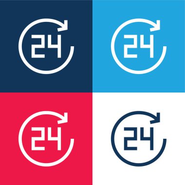 24 Saat mavi ve kırmızı dört renk en az simge kümesi