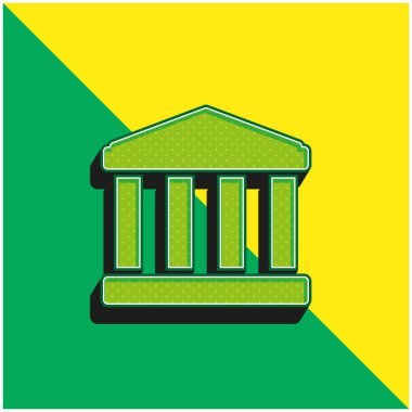 Antik Bina Yeşil ve Sarı Modern 3D vektör simgesi logosu
