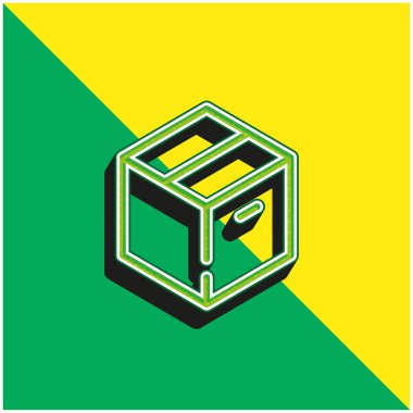 Büyük Kutu Yeşil ve Sarı Modern 3D vektör simgesi logosu