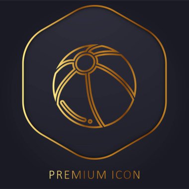 Plaj topu altın çizgisi logosu veya simgesi