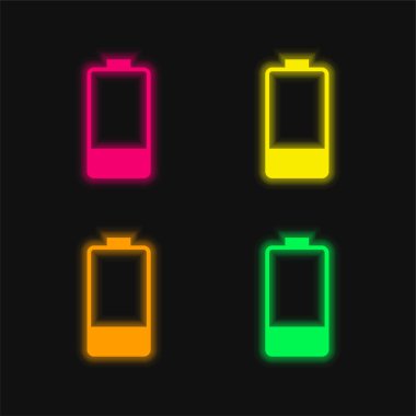 Pil dört renk parlayan neon vektör simgesi