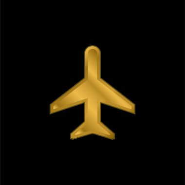 Uçak altın kaplama metalik simge veya logo vektörü