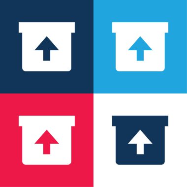 Kutu mavi ve kırmızı dört renk minimal simge kümesi