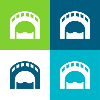 Köprü Düz 4 renk minimal simgesi seti