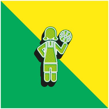 Basketbolcu Yeşil ve Sarı 3D vektör simgesi