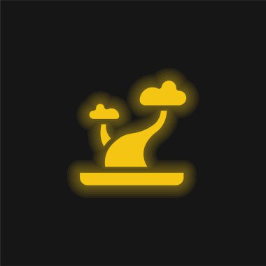 Bonsai sarı parlak neon ikonu