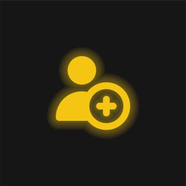 Add User yellow glowing neon icon clipart