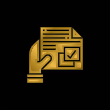 Agreement gold plated metalic icon or logo vector clipart