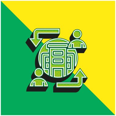 B2c Yeşil ve sarı 3d modern vektör simgesi logosu