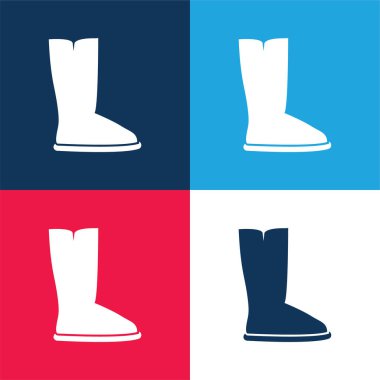 Çizmeler mavi ve kırmızı dört renk minimal simge kümesi