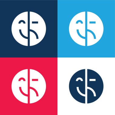 Bipolar blue and red four color minimal icon set clipart