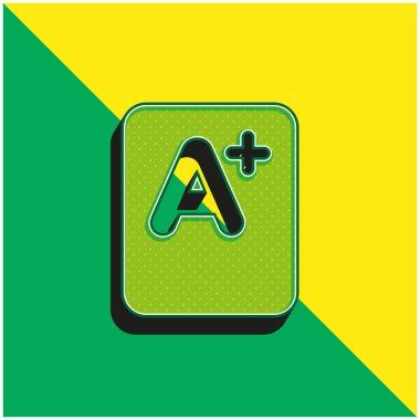A + Mark Green ve sarı 3d vektör simgesi logosu