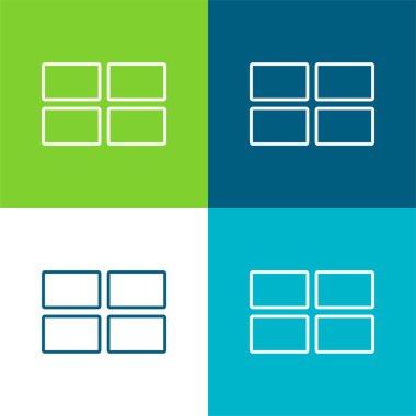 4 Rectangles Flat four color minimal icon set clipart