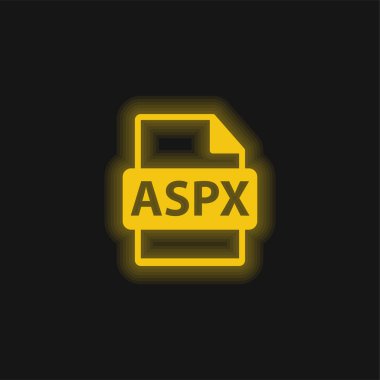 Aspx Dosya Biçimi Sembolü Sarı parlak neon simgesi