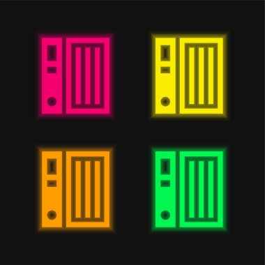 Parlak neon vektör simgesini dört renk arşivler
