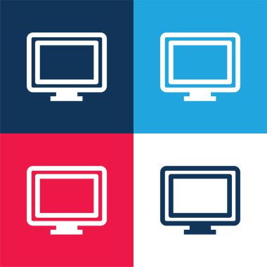 Büyük Bilgisayar Monitörü mavi ve kırmızı en küçük simge kümesi