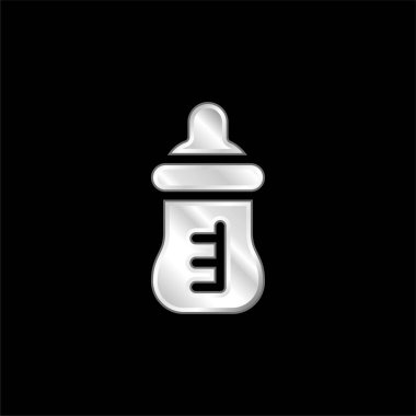 Baby Bottle silver plated metallic icon clipart