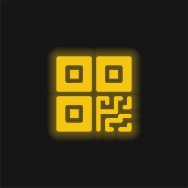 Barcode yellow glowing neon icon clipart