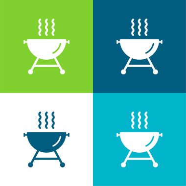 Duman Düz Dört Renkli Barbekü Simgesi