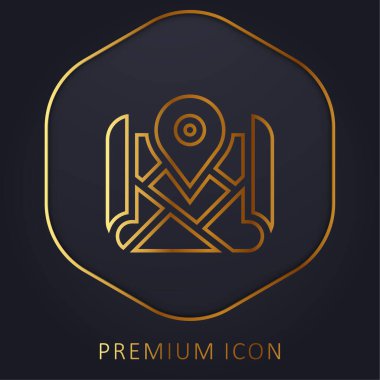 Adres altın çizgi premium logo veya simge