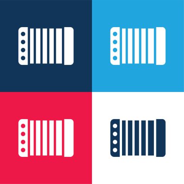 Accordion blue and red four color minimal icon set clipart