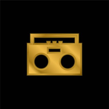 Boombox altın kaplama metalik simge veya logo vektörü