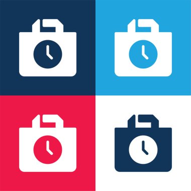 Bag blue and red four color minimal icon set clipart