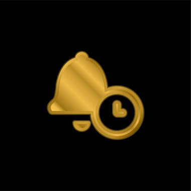 Alarm altın kaplamalı metalik simge veya logo vektörü