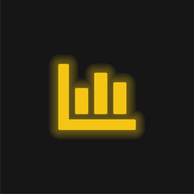 Çubuk Grafik sarı parlak neon simgesi
