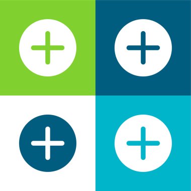 Düz dört renk simgesi seti ekle