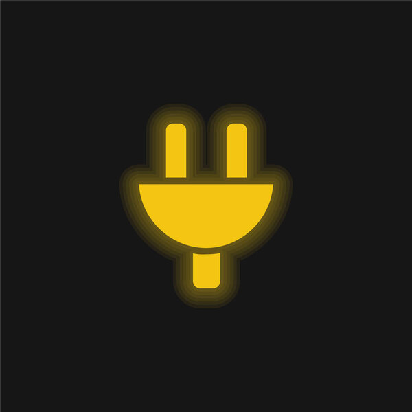 Black Plug Head yellow glowing neon icon