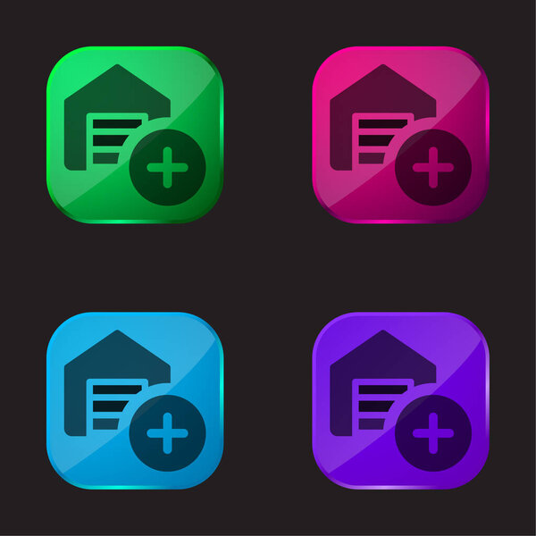 Добавить четыре цветных кнопки стекла значок