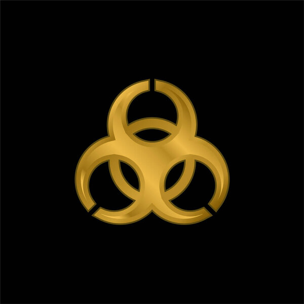 Biohazard gold plated metalic icon or logo vector