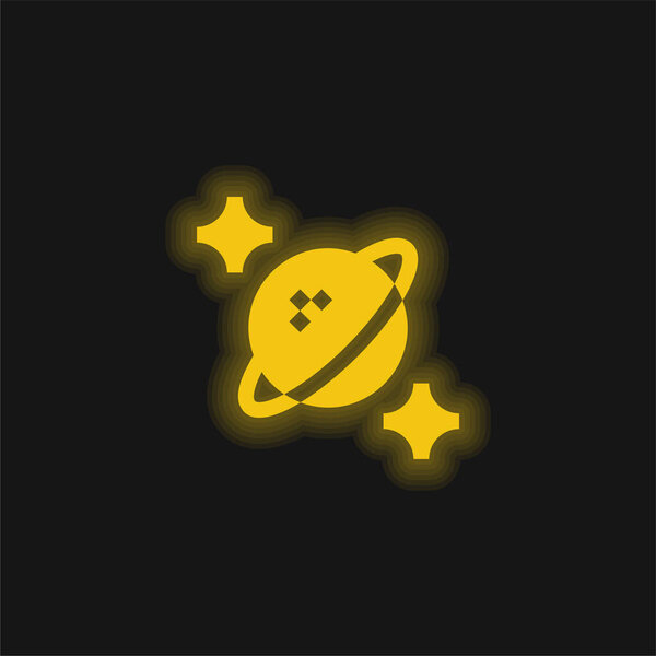 Astrophysics yellow glowing neon icon