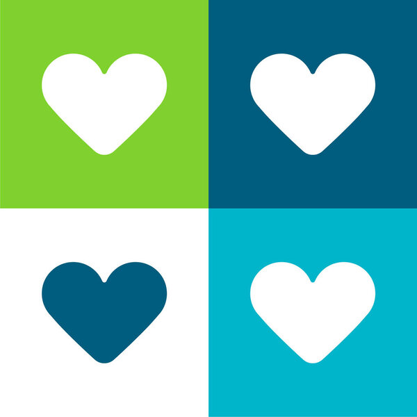 Black Heart Flat four color minimal icon set