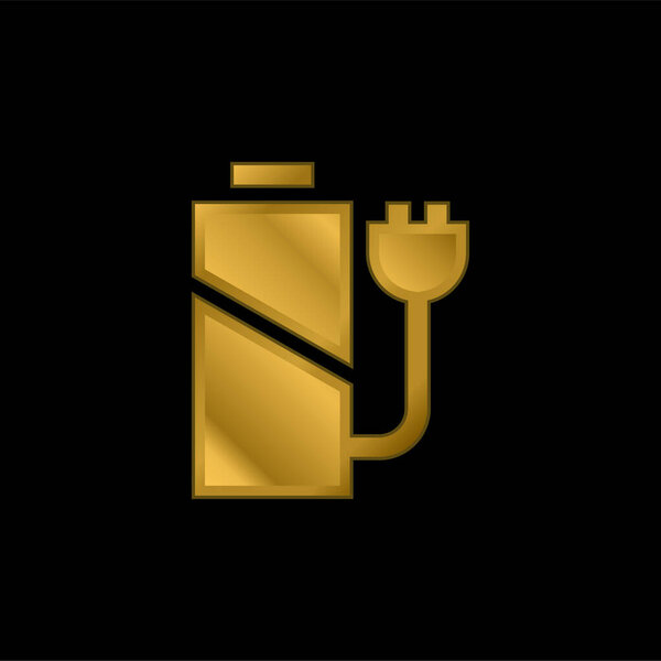 Battery Level gold plated metalic icon or logo vector