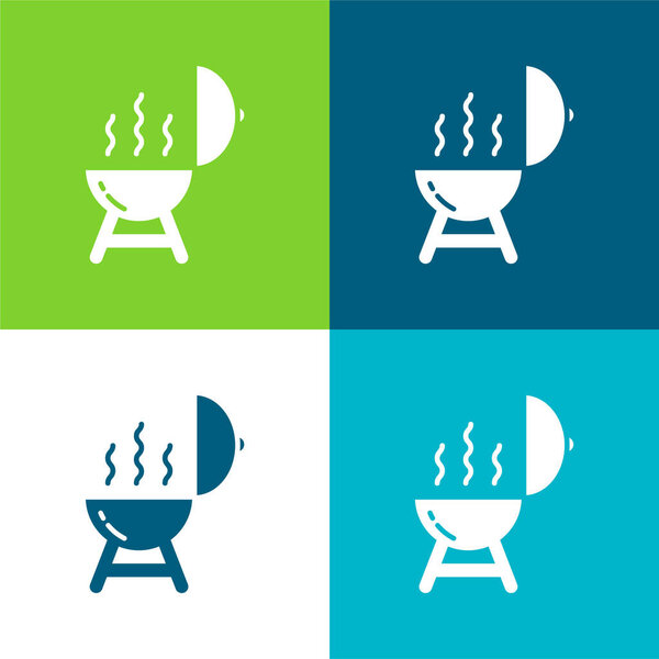 Barbeque Flat four color minimal icon set
