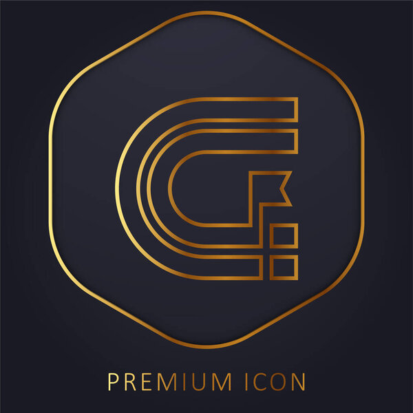 Athletics Track golden line premium logo or icon