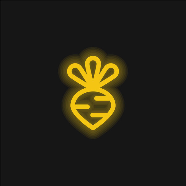 Beet yellow glowing neon icon
