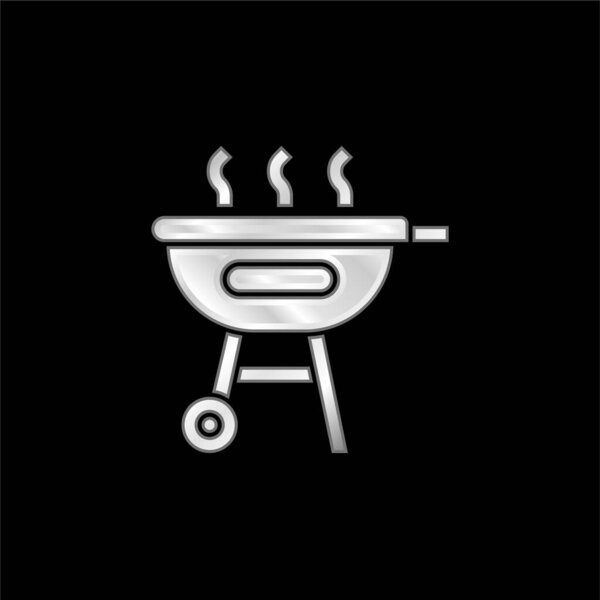 Barbecue silver plated metallic icon